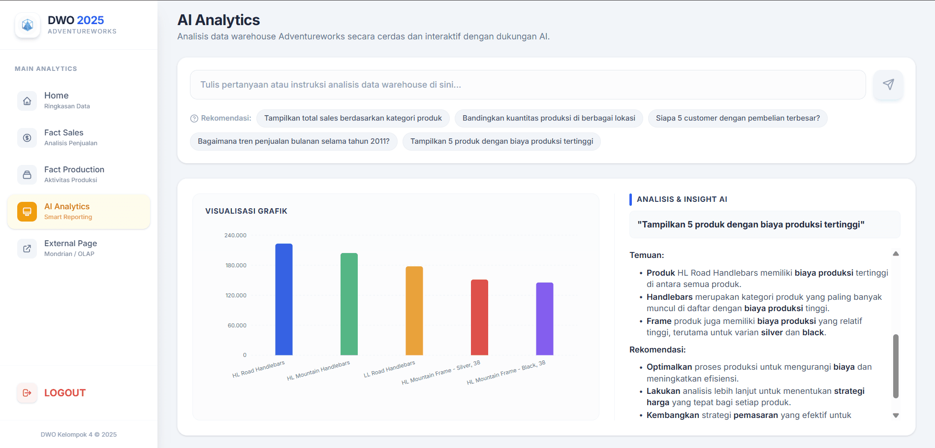 Data Warehouse OLAP & AI Chatbot